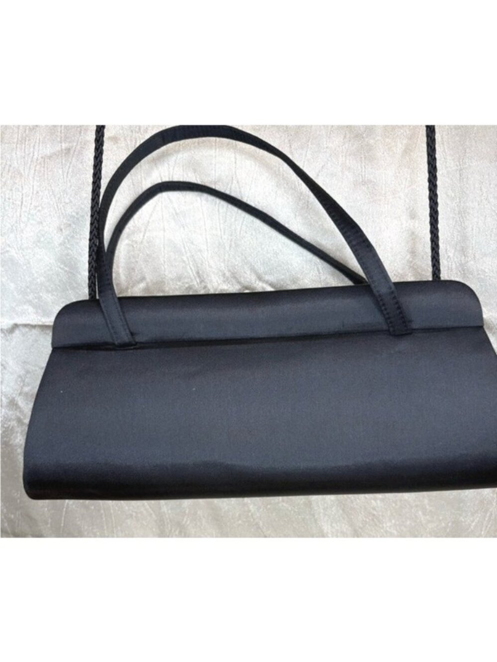 La Regale Black Formal Evening Vintage Clutch Crossbody Shoulder Strap Purse - Picture 9 of 13
